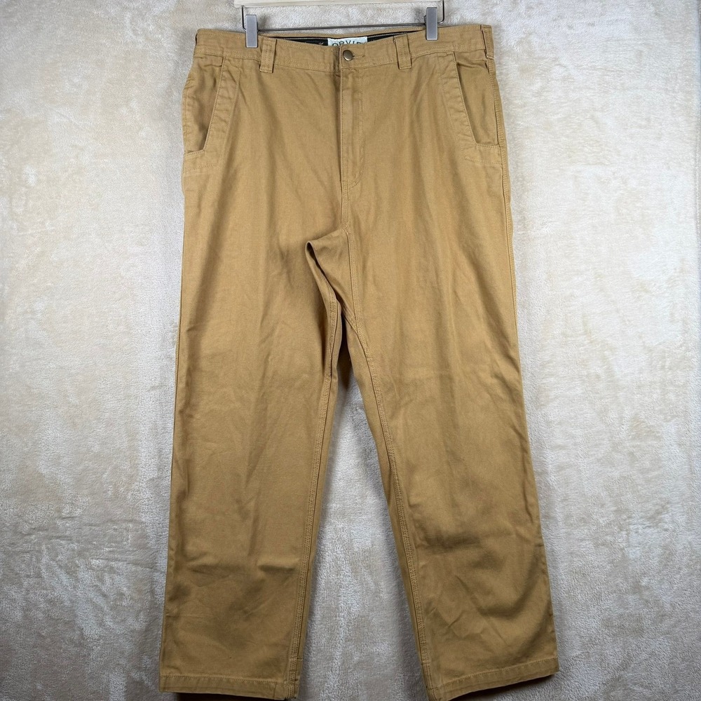 Orvis Mens 38 Heavy Duty Canvas Work Pants Tan Khaki Utility Field Pants Cotton